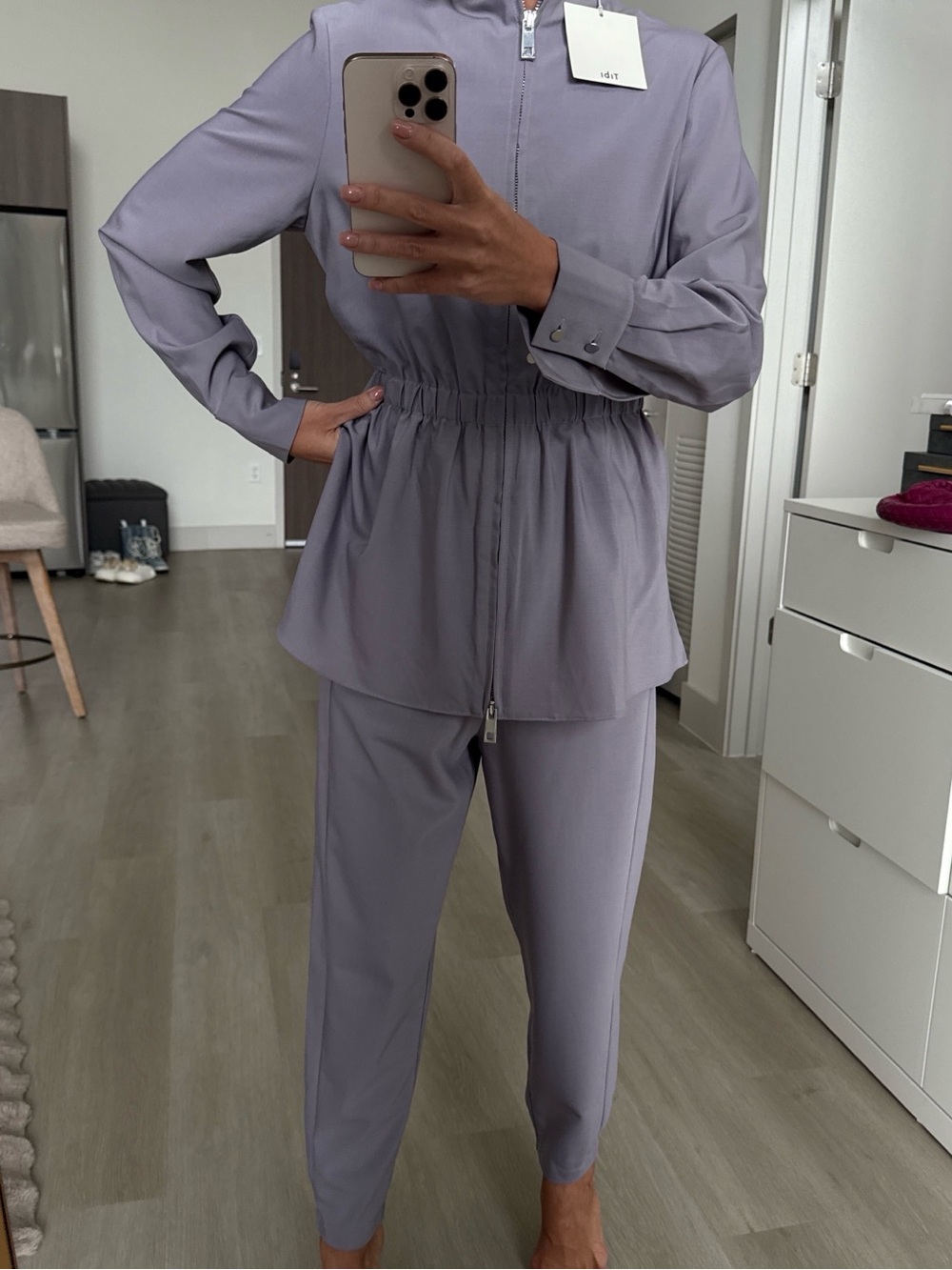 Tibi Lavender Zip-Front Track Jacket & Jogger Set